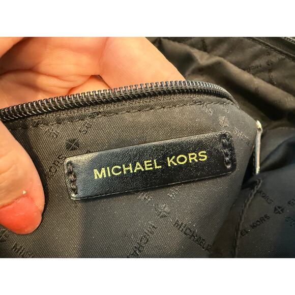 Michael Kors Black Leather Shoulder Bag with Gold Accents - Picture 9 of 11